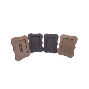 Set Of 4 Wooden 4"x6" Picture Frames Scalloped Edges Pink & Purple Tones